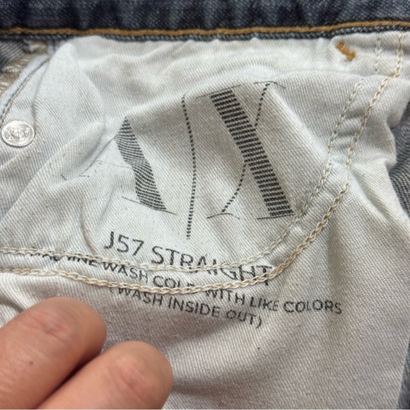 ARMANI EXCHANGE J57 Straight Classic Blue Women's Distressed Jeans Size 4S GUC - Picture 6 of 16